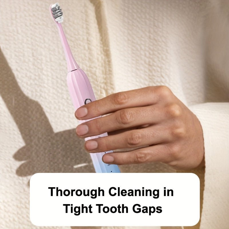 IPX8 Sonic Electric Toothbrush USB Rechargeable 5 Brush Heads Metal Shaft Smart Timer Couple Set for Adults Men Women