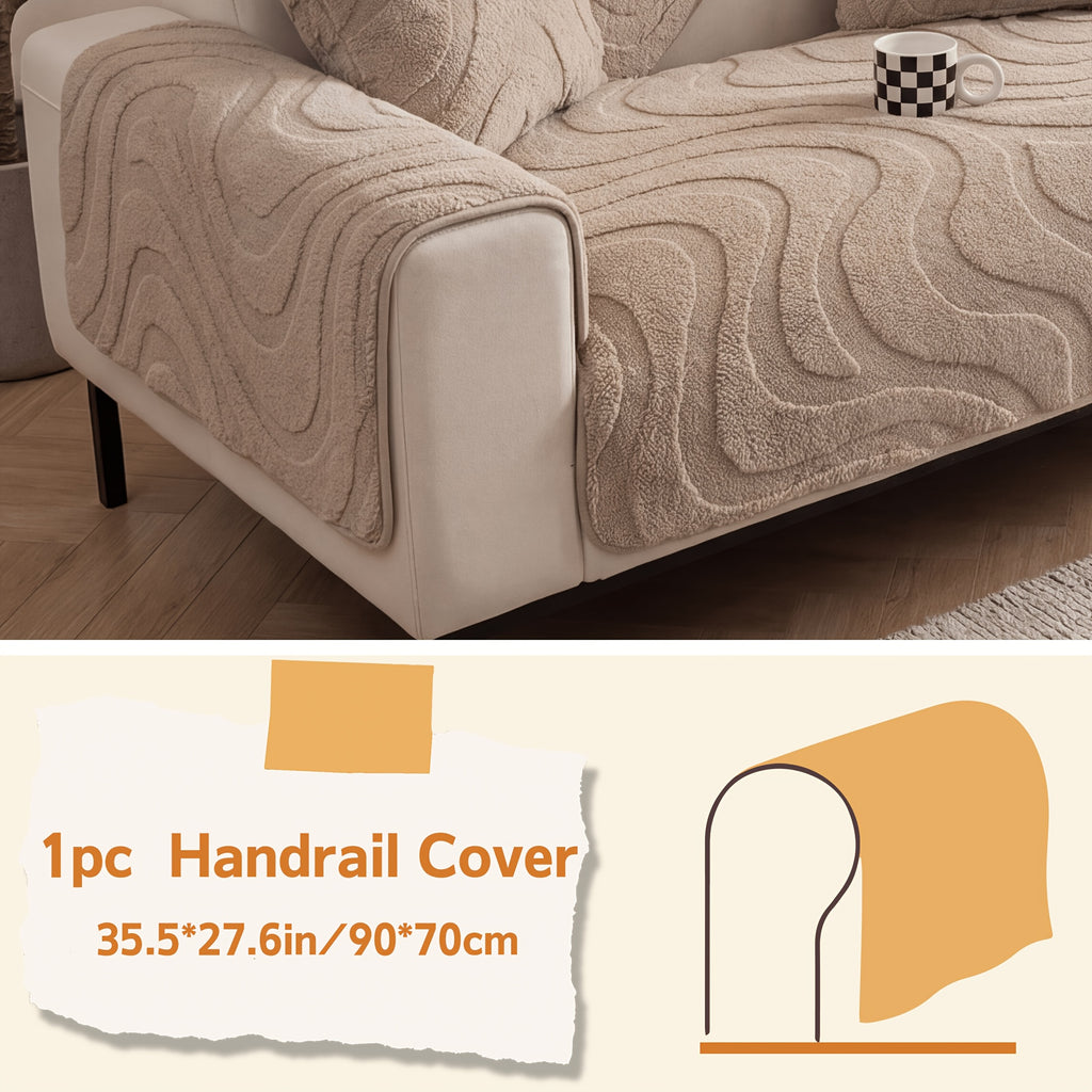 Velvet Sofa Cover Non-Slip Washable Plush Couch Slipcover Pet Friendly Thick Padded Furniture Protector 1 2 3 4 5 Seat Living Room Bedroom