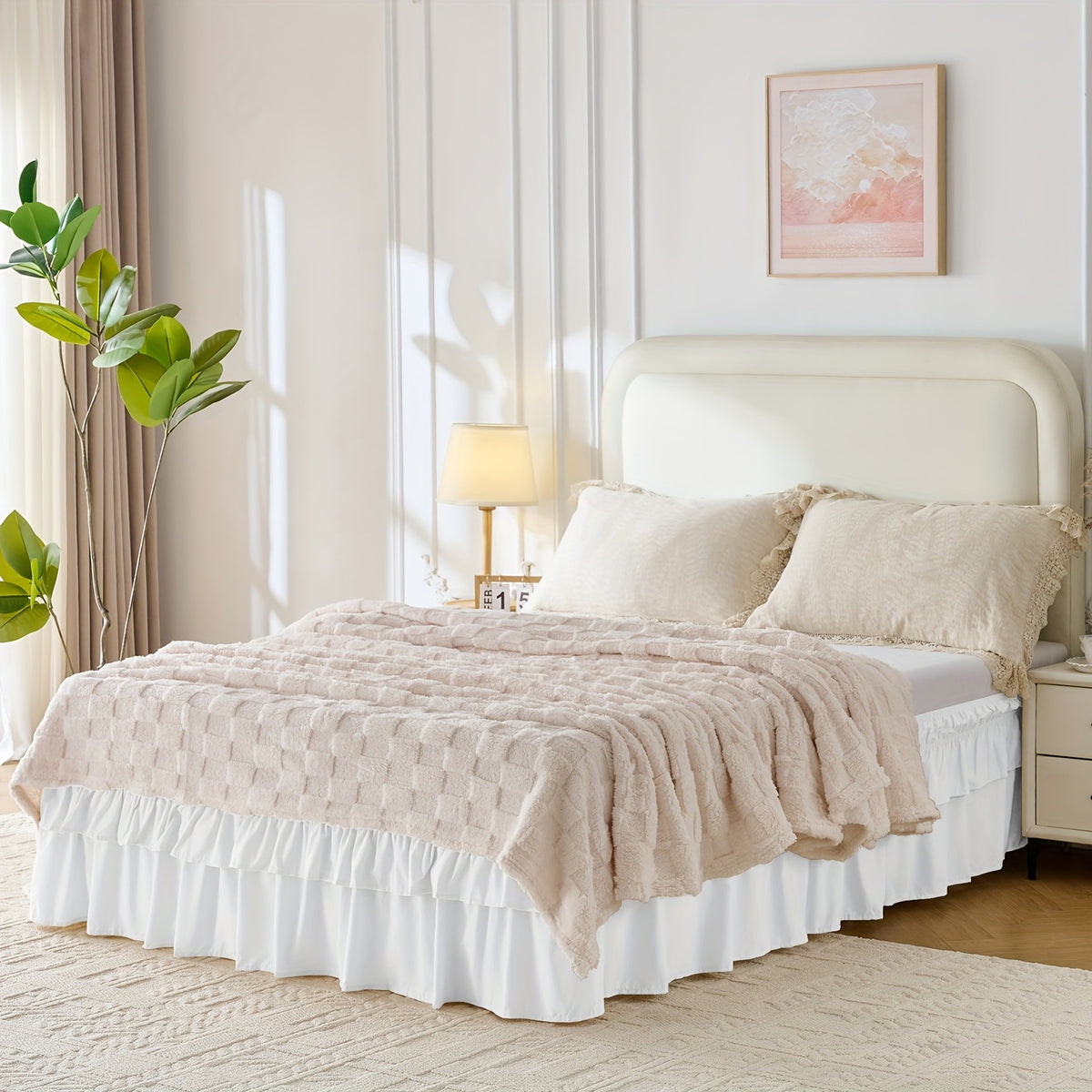 Double Ruffle Bed Skirt – 16" Drop Elastic Wrap-Around | Easy Install, Machine Washable | Twin, Full, Queen, King