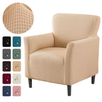 Elastic Stretch Armchair Sofa Cover, Corn Velvet Knit Non-Slip Solid Color Sofa Slipcover Protective Cover for Small Single Armrest Chair Living Room Pet-Friendly