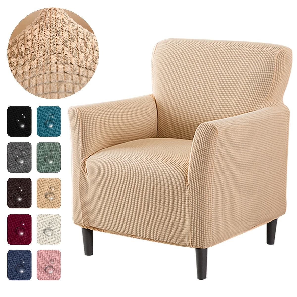 Elastic Stretch Armchair Sofa Cover, Corn Velvet Knit Non-Slip Solid Color Sofa Slipcover Protective Cover for Small Single Armrest Chair Living Room Pet-Friendly