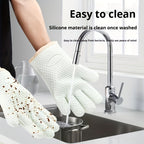 Thickened Oven Mitts Heat Resistant Gloves for Kitchen Baking Grilling BBQ - Waterproof Breathable Microwave Oven Gloves with Non-Slip Grip for Cooking