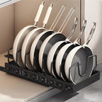Pull Out Cabinet Organizer Under Cabinet Pot and Pan Rack Sliding Storage with Adjustable Dividers for Pot Lids Bakeware Plates