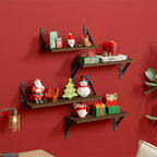Floating Wall Shelves 4-Pack Wall Mounted Display Shelf for Bedroom Living Room Bathroom Plants Home Decor Storage Wood Color Walnut Black White Light Gray