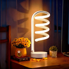 Modern Spiral Touch Table Lamp with USB-C Charging Port 3-Way Dimmable - Minimalist Bedside Lamp for Bedroom Living Room Desk - LED Bulb Included, Black & White, Single & 2-Pack
