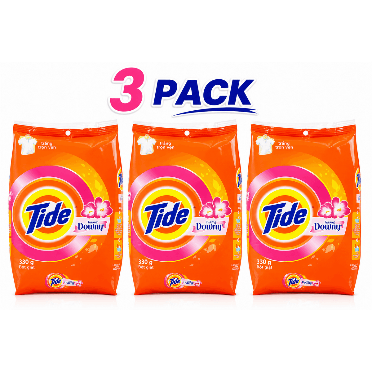 Laundry Detergent Powder with Fabric Softener 330g 3-Pack - Deep Clean & Fresh Scent Washing Powder for All Fabrics HE Compatible