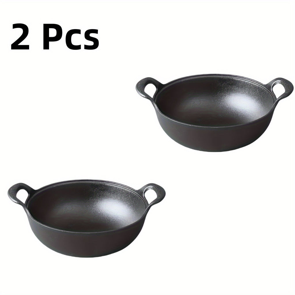 Heavy Duty Cast Iron Skillet 7.87in 20cm Dual Handle Nonstick No Lid Even Heat for Home BBQ Camping Oven Stovetop Grilling Steaks Baking
