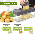 Vegetable Chopper 16-In-1 Professional Onion Chopper Multi-Function Food Slicer Dicer with 8 Blades and Container Kitchen Carrot Cutter Gift for Dad