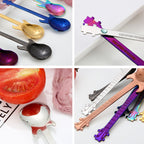 Guitar-Shaped Stainless Steel Teaspoon Set of 6 in Random Colors – Food Safe 304 Steel Novelty Coffee Tea Spoons for Music Lovers, Gifts & Fun Table Settings