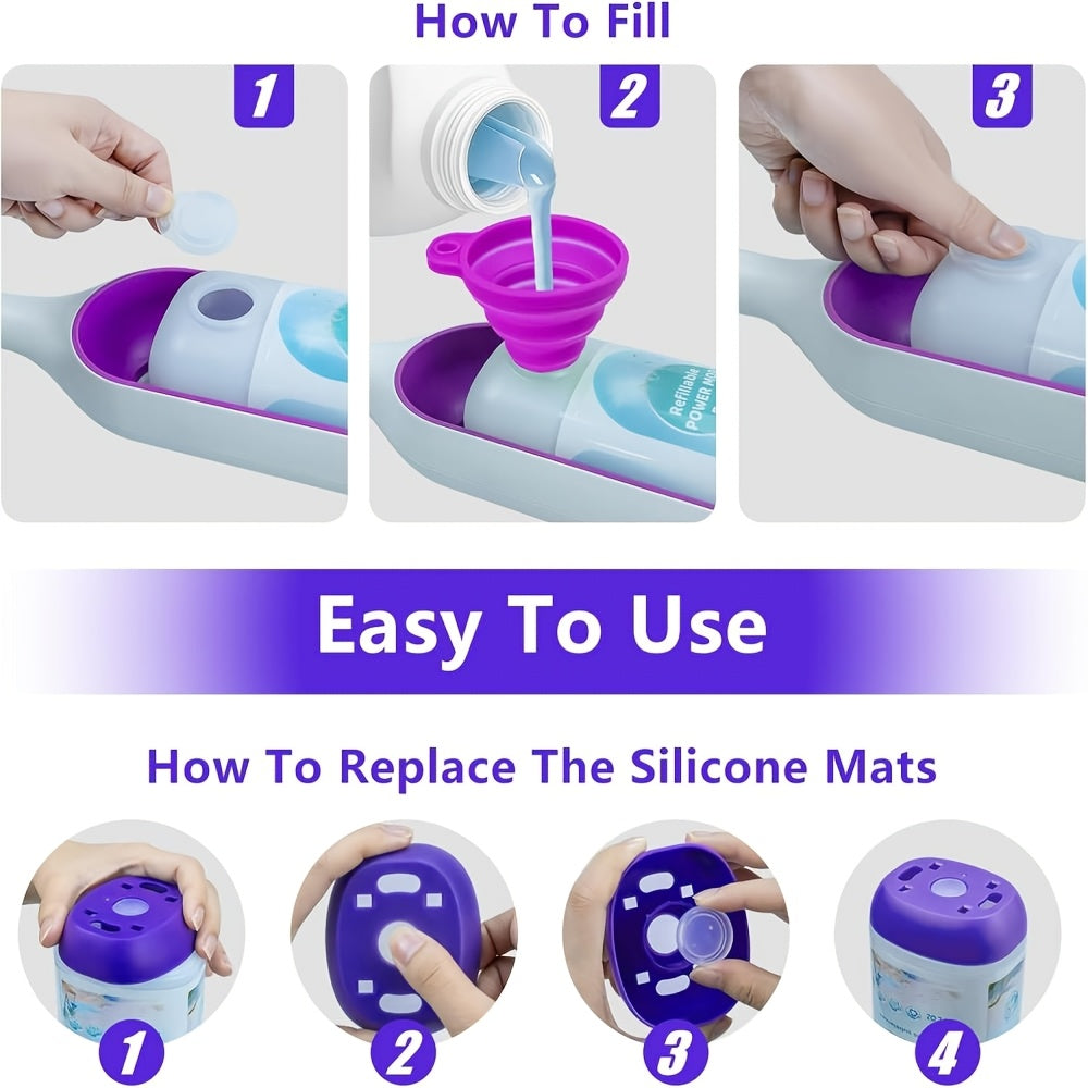 Refillable Bottle for Swiffer PowerMop 26 oz – Reusable Leak-Proof HDPE Mop Bottle with 5 Gaskets & Folding Funnel, Compatible with Power Mop, Eco-Friendly Floor Cleaning Solution