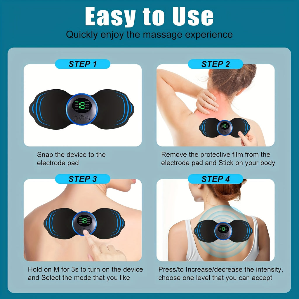 Body Massager with 19 Strength Settings & 3 Replaceable Pads – Electric Muscle Relaxer for Arms Legs Shoulders & Waist, Portable Full Body Pain Relief Device