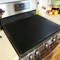 Silicone Stove Top Cover & Dish Drying Mat - 28x20 Inch, Heat Resistant to 450°F, Fits Electric & Glass Stovetops, Black