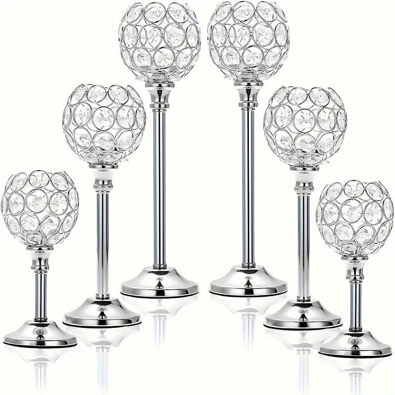 Crystal Candelabra Centerpiece Set of 6 – Elegant Wedding Table Decoration, Candlelit Dinner Photo Props, Birthday Anniversary Party Decor for Home Hotel Banquet (Candles Not Included)