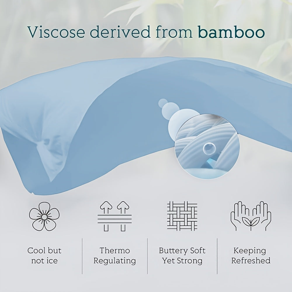 Cooling Bamboo Bed Sheet Set 4-Piece - Soft Lightweight Breathable Deep Pocket 16" Fitted Sheet, Flat Sheet & 2 Pillowcases, Machine Washable Summer Bedding, Twin Full Queen King, 12 Colors