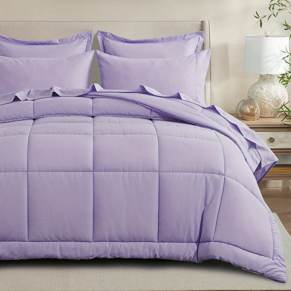 Bed in a Bag Queen 7 Piece Fluffy Comforter Set – Ultra-Soft Microfiber Bedding with Comforter, Fitted Sheet, Flat Sheet & 4 Pillowcases, Hypoallergenic Breathable All Season Bedding Gift for Her