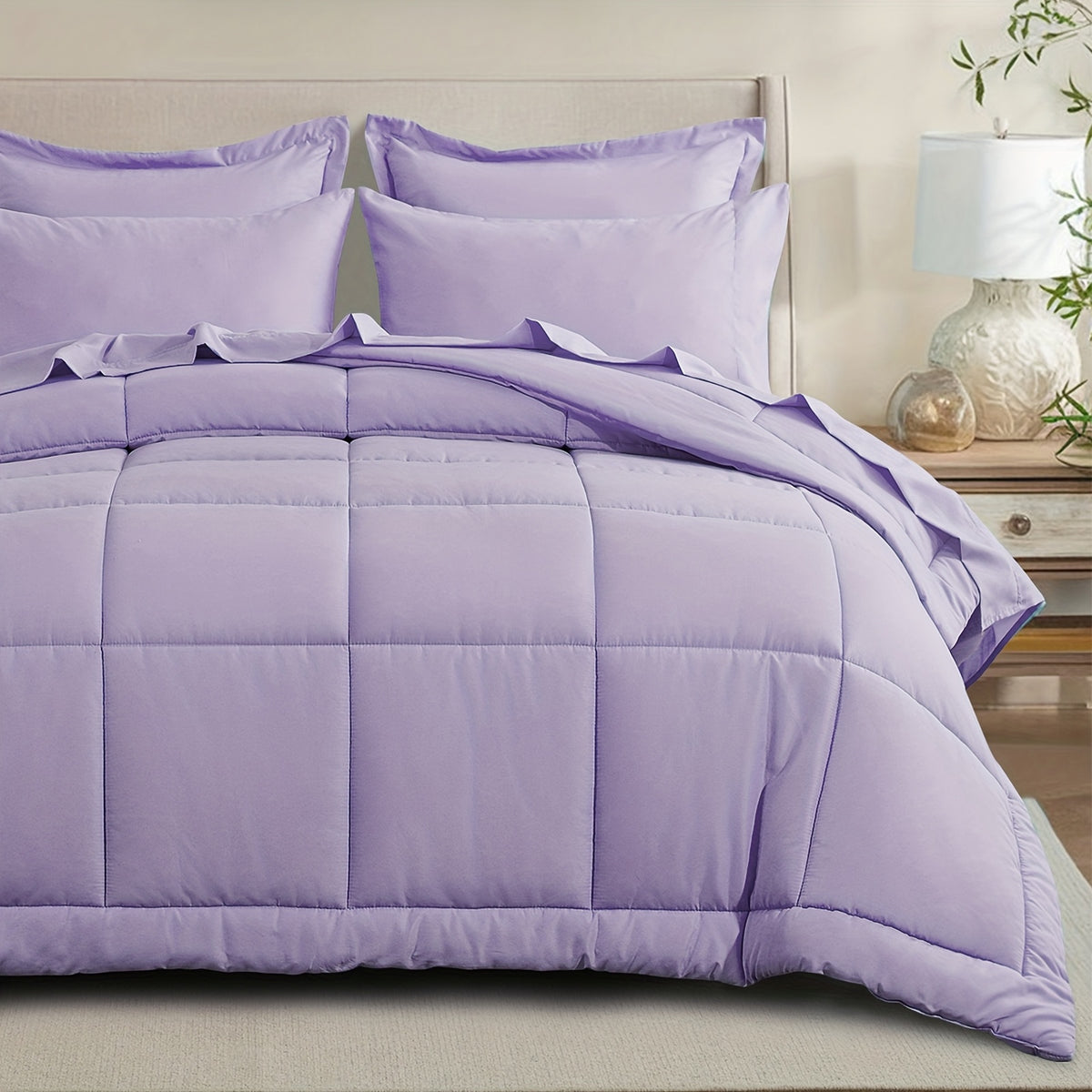 Bed in a Bag Queen 7 Piece Fluffy Comforter Set – Ultra-Soft Microfiber Bedding with Comforter, Fitted Sheet, Flat Sheet & 4 Pillowcases, Hypoallergenic Breathable All Season Bedding Gift for Her