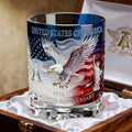 Patriotic Engraved Drinking Glass – USA 250th Anniversary Commemorative Edition, Deep Etched Relief Borosilicate Glass with HD Surround Print, Gift for Veterans & Men