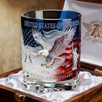 Patriotic Engraved Drinking Glass – USA 250th Anniversary Commemorative Edition, Deep Etched Relief Borosilicate Glass with HD Surround Print, Gift for Veterans & Men