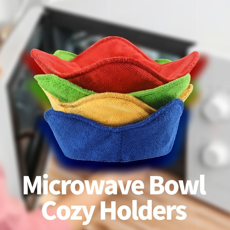 Microwave Bowl Holders 4-Pack Heat Resistant Non-Slip Insulation Mats Food Safe Polyethylene Microwave Safe Bowl Cozies for Kitchen Meal Prep