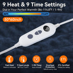 Electric Heated Blanket Soft Flannel 10 Temperature Levels Dual Control – PTC+NTC Overheat Protection, Machine Washable, for Couples Bedroom & Winter Home Use
