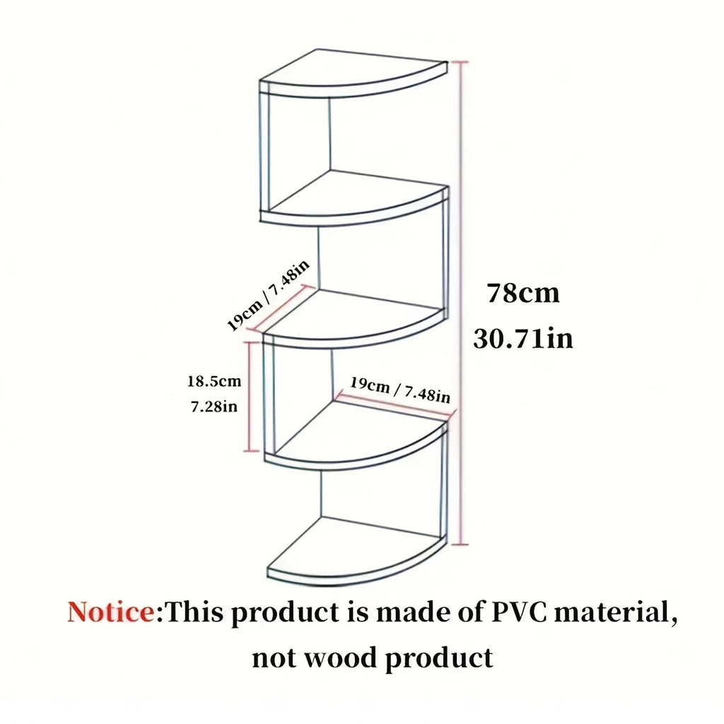 Floating Corner Wall Shelf 3 or 5-Tier, Wall Mounted Storage Rack for Living Room, Bedroom, Kitchen, Bathroom & Office, Easy Install Decorative Corner Shelves, White or Black, 1 or 2 Pieces