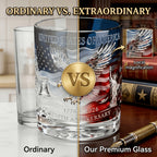 Patriotic Engraved Drinking Glass – USA 250th Anniversary Commemorative Edition, Deep Etched Relief Borosilicate Glass with HD Surround Print, Gift for Veterans & Men