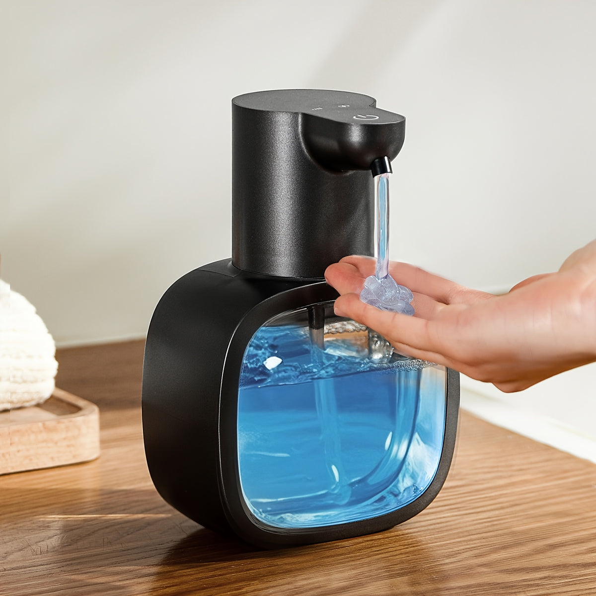 Automatic Foam Soap Dispenser Touchless USB Rechargeable - Wall-Mountable Hands-Free Soap Pump with Adjustable Foam Output for Bathroom, Kitchen & Pet Bathing, Works with Liquid Soap, Body Wash & Dish Detergent - White & Black