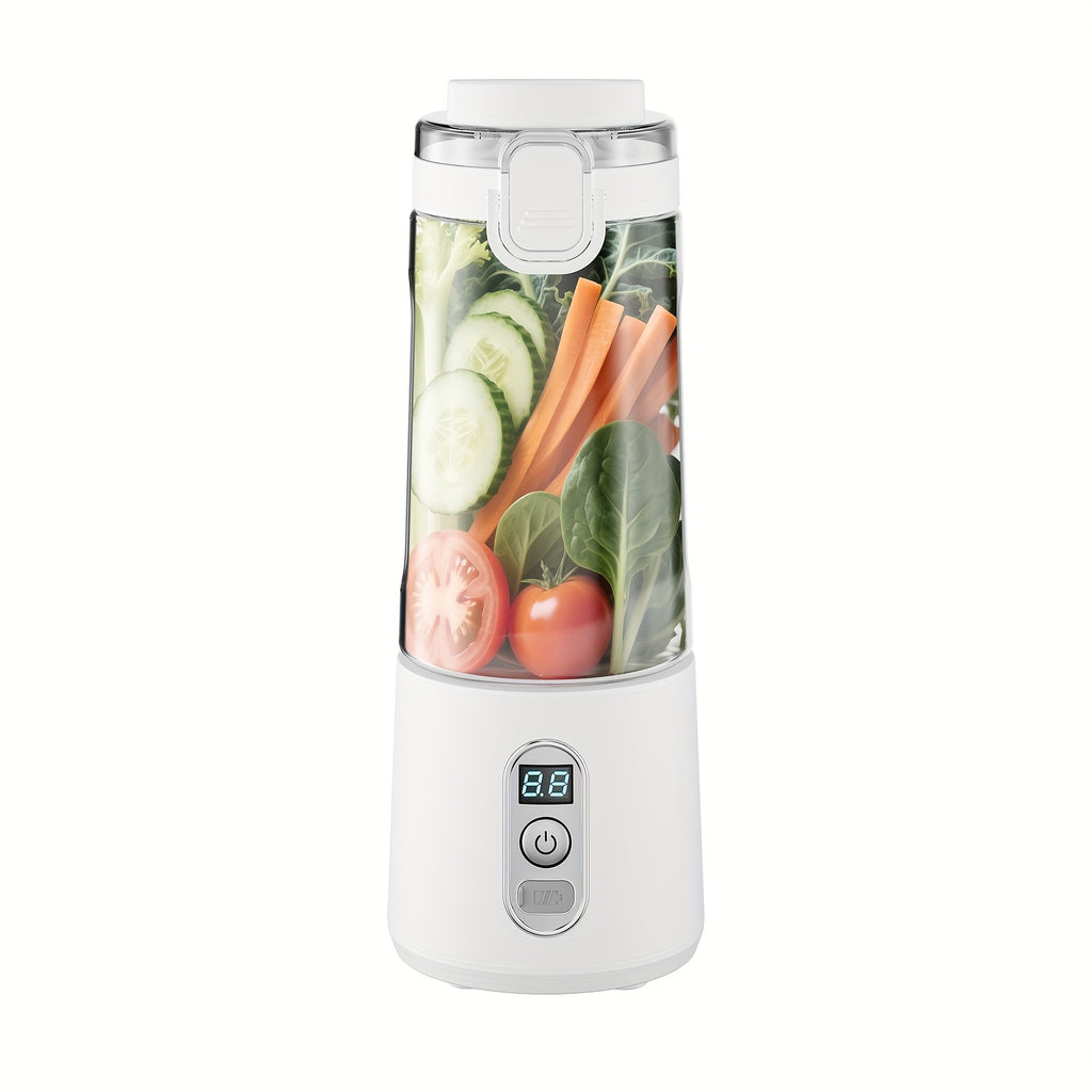 Portable Blender USB-C Rechargeable 6-Blade Stainless Steel – Ice Crush Smoothie Maker with Digital Timer, Battery Display & No-Spill Lid for Gym, Travel & Protein Shakes, Pink or White