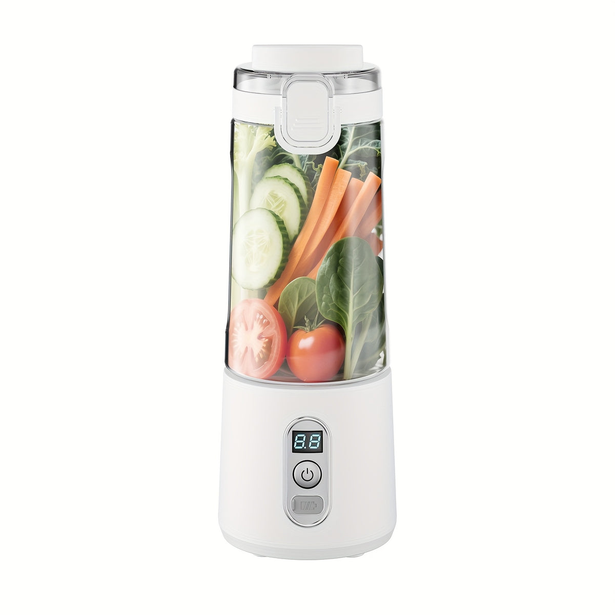 Portable Blender USB-C Rechargeable 6-Blade Stainless Steel – Ice Crush Smoothie Maker with Digital Timer, Battery Display & No-Spill Lid for Gym, Travel & Protein Shakes, Pink or White