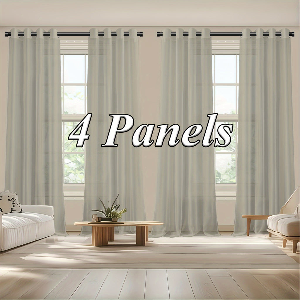 Sheer Curtains Semi Transparent Panels with Top Loop Pleated Header for Bedroom Living Room – Set of 2 or 4, 70-80G Lightweight Fabric, Multiple Sizes & Colors