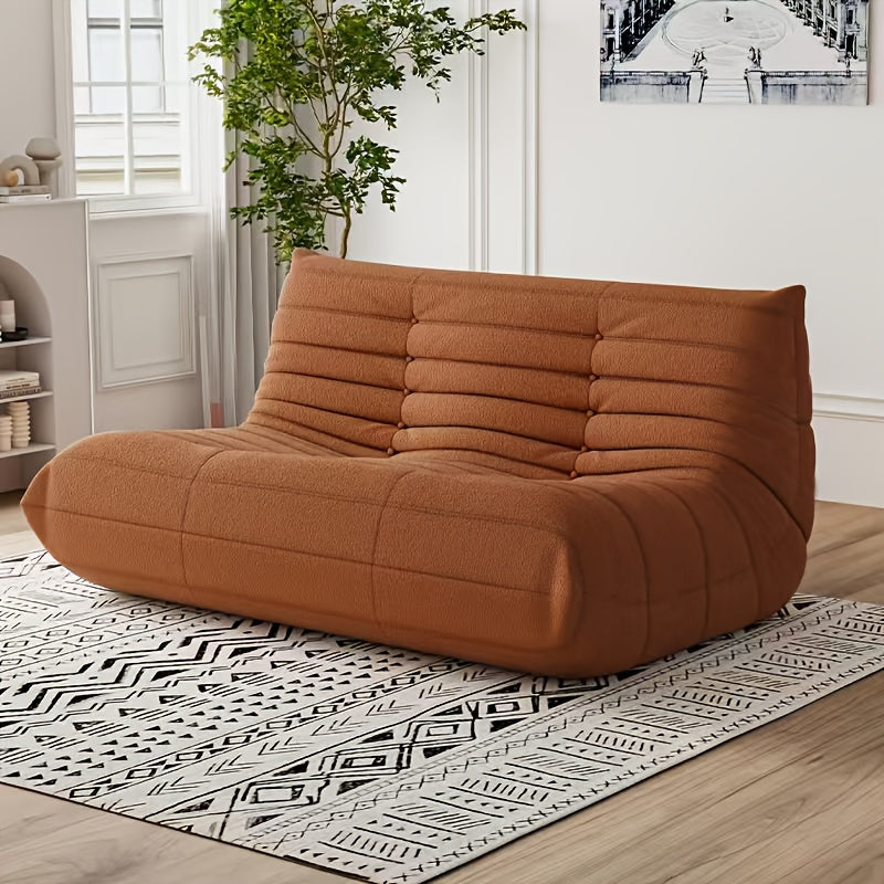 Caterpillar Floor Bean Bag Sofa – Teddy Velvet High-Density Foam Ergonomic Lounge Sofa, 1-2-3 Person, for Living Room Bedroom Game Room, Multiple Colors