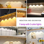 LED Motion Sensor Light Strip USB Rechargeable – Under Cabinet Wardrobe Night Light, 3 Color Modes, Self-Adhesive Magnetic Mount for Kitchen, Bedroom & Shoe Cabinet | 20/30/40cm