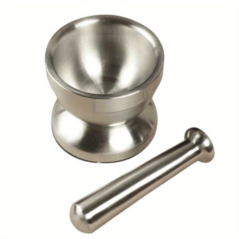 Stainless Steel Mortar and Pestle Set with Manual Spice Grinder - Heavy Duty 304 Stainless Pounding Pot for Grinding Herbs, Garlic, Pepper & Spices, Kitchen Cooking Tool