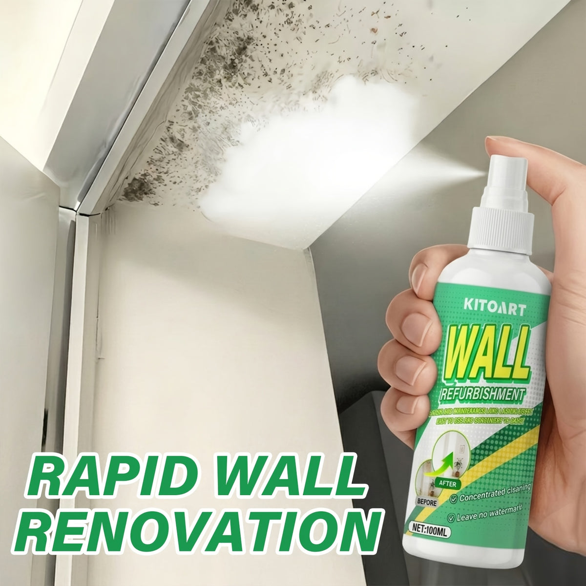 Wall Stain Remover Spray – Instant Cleaner for Walls, Ceilings, Kitchen, Bathroom & Grout – Odorless No-Residue Formula