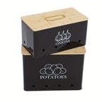 Potato and Onion Storage Bin 2-Pack Large Metal Kitchen Canisters with Bamboo Lid Flip Top for Vegetable Pantry Organization – Green Grey Black White