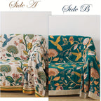 Boho Cotton Throw Blanket Twin Queen King – 100% Cotton Soft Luxury Reversible Quilt, Floral Lemon Print Farmhouse Bohemian Bed Blanket for All Seasons