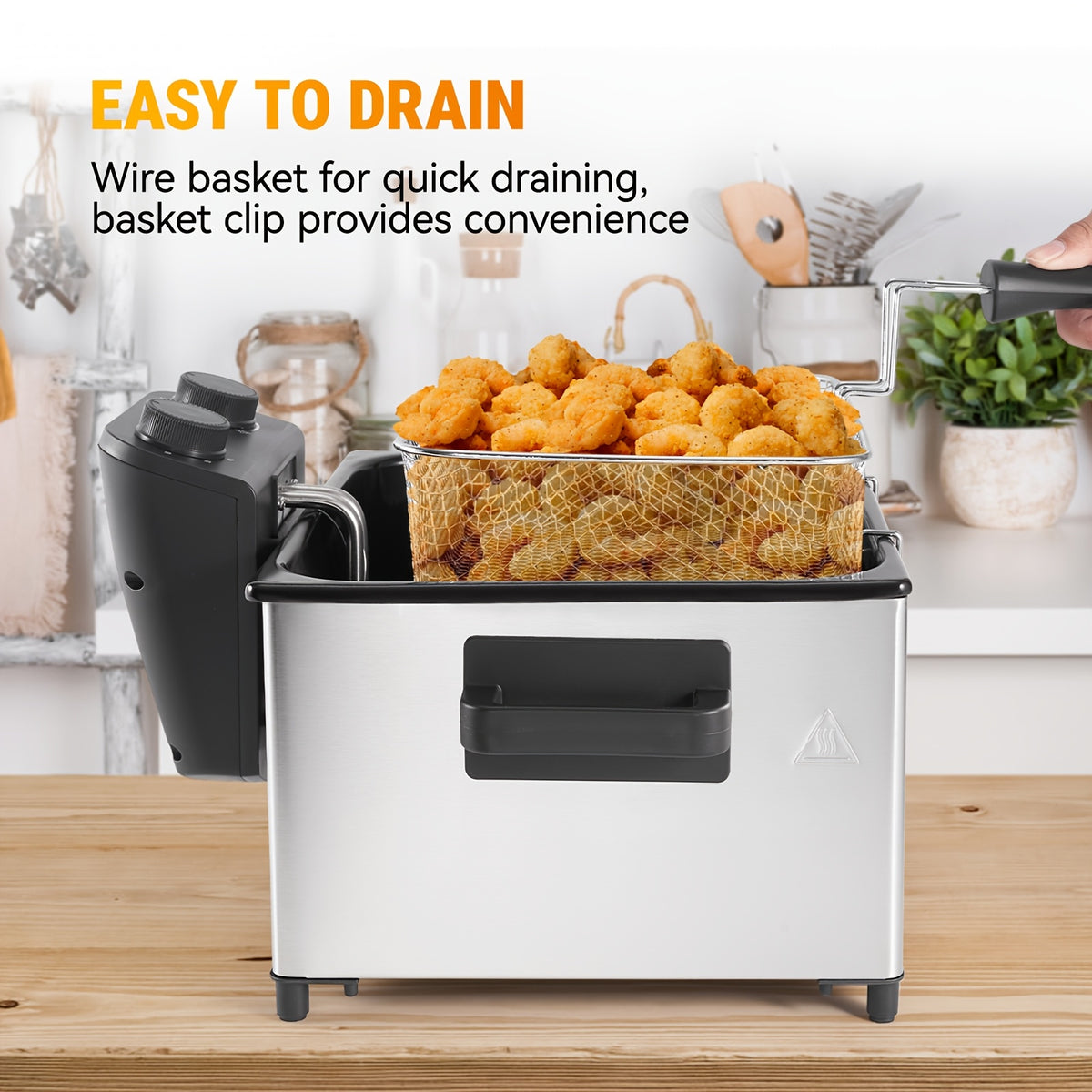 1700W Large Electric Deep Fryer with Time & Temperature Control Stainless Steel View Window Lid Frying Basket 101oz & 1.32 Gallon