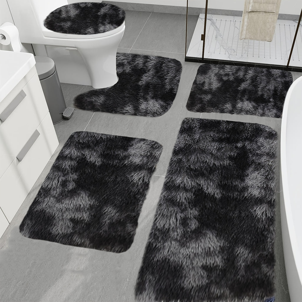 Plush Bath Rugs Set 1-6 Pieces, Multi-Color Microfiber Non-Slip Bathroom Mats – Soft Water Absorbent Thick Machine Washable Toilet Mats for Bathroom, Tub & Shower