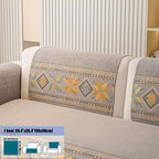 Chenille Sofa Slipcover Non-Slip Removable Couch Cover, 100% Polyester Boho Vintage Style Sofa Towel for 1 to 4-Seater Sofas & Armrests, Four Seasons Universal Home Decor in Dark Gray, Light Gray & Blue