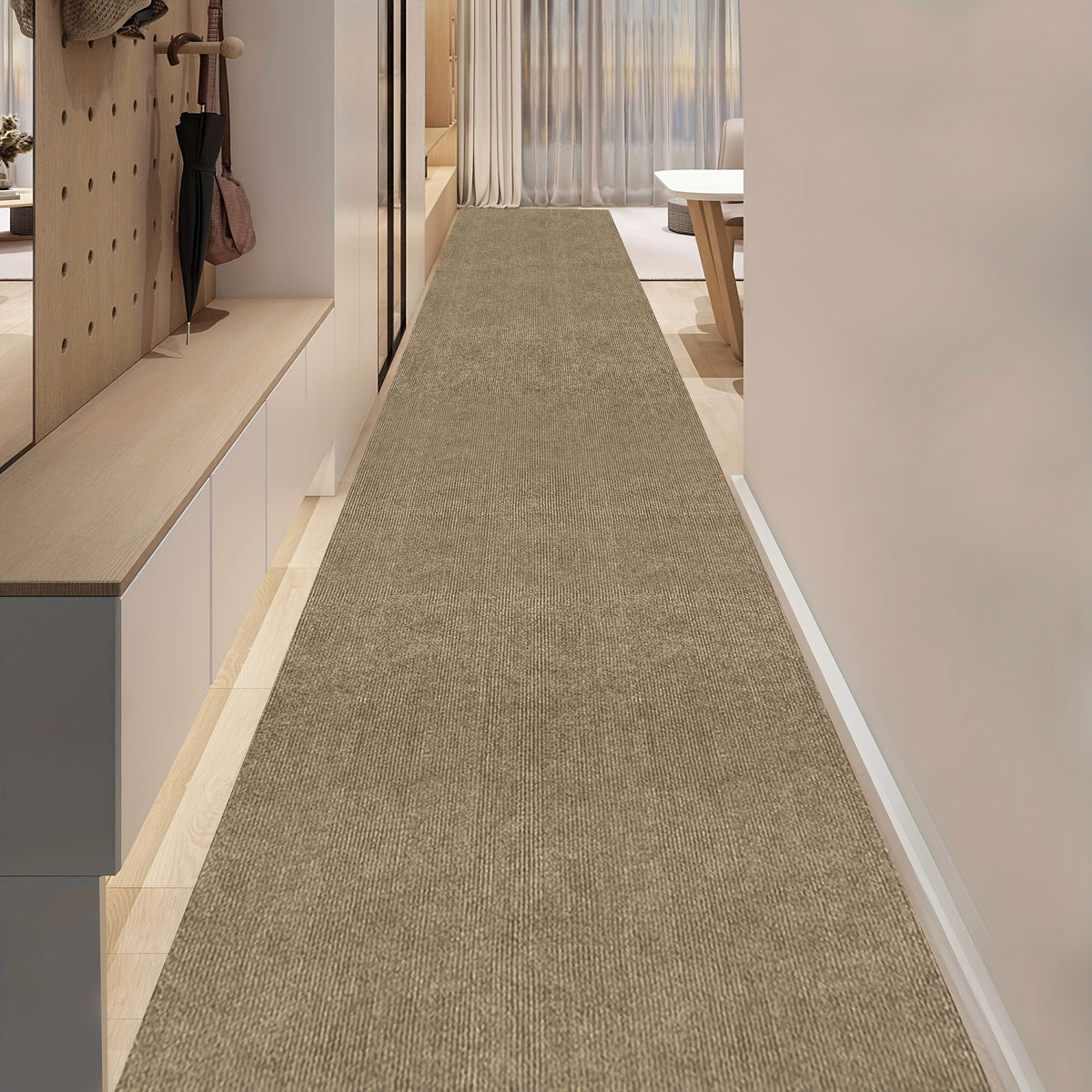 Non-Slip Hallway Runner Rug Self-Adhesive TPR Backing Ultra-Thin 0.4mm 5 Colors 6 Sizes for Kitchen Bedroom Living Room Entryway Hardwood Floors