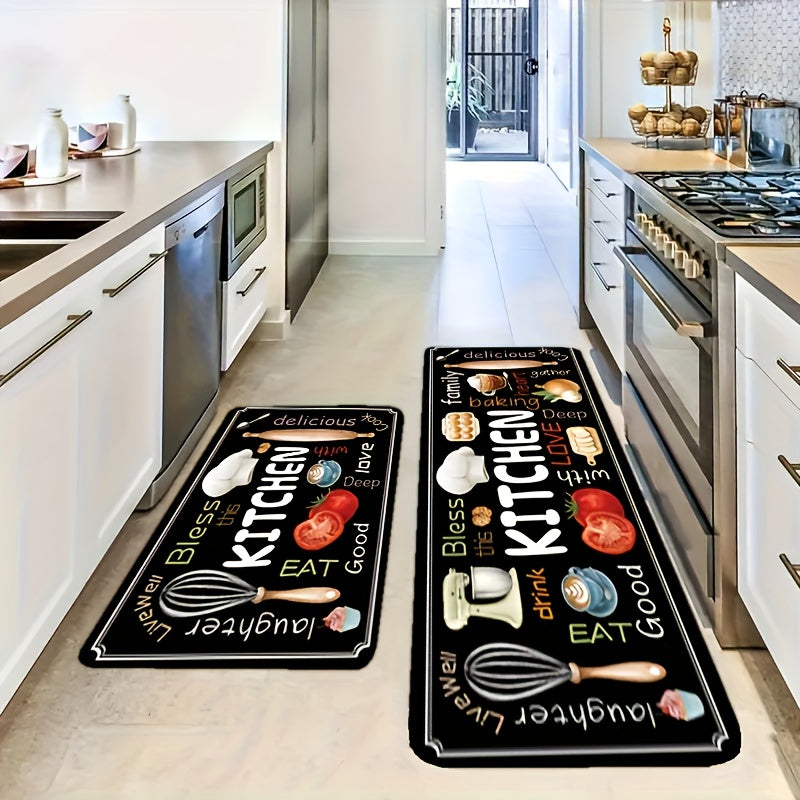 2-Piece Kitchen Floor Mat Set – Diatomaceous Earth Anti-Fatigue Runner Mats, Soft, Absorbent & Easy to Clean for Kitchen, Bathroom, Hallway & Entryway (Dark Gray)
