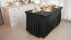 Rectangle Tablecloth with Skirt Wrinkle-Resistant Table Cover for Weddings Birthdays Graduations Black White Red 1 2 4 8 Pcs