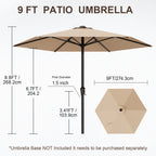 9 FT Patio Market Umbrella with Easy Crank, UV Protection & 6 Sturdy Ribs – Outdoor Table Umbrella for Deck, Backyard & Pool, 10 Colors (Beige, Gray, Green, Navy, Blue, Red, Pink, Yellow)