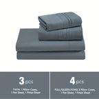 Deep Pocket Bed Sheet Set 3/4 Pcs Cooling Soft Breathable Fade-Resistant Bedding – All-Season Comfort for Twin Full Queen King, 9 Colors, Dorms & Guest Rooms