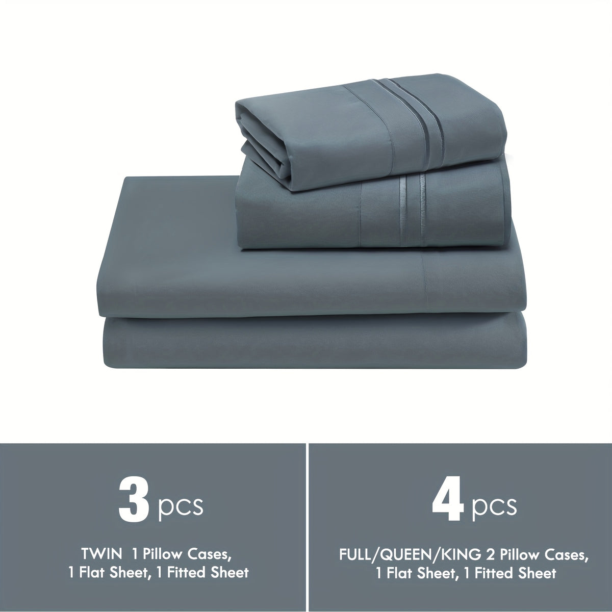 Deep Pocket Bed Sheet Set 3/4 Pcs Cooling Soft Breathable Fade-Resistant Bedding – All-Season Comfort for Twin Full Queen King, 9 Colors, Dorms & Guest Rooms
