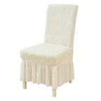 Jacquard Leaf Stretch Dining Chair Covers with Skirt 4 or 6 Pack, Universal Removable Parsons Chair Slipcovers for Dining Room Kitchen Wedding Party Banquet