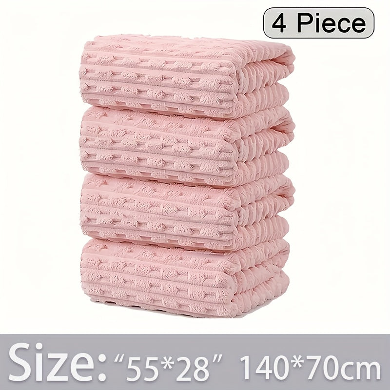 Waffle Bath Towels Set of 4 – Super Absorbent Quick-Dry Coral Fleece Bath Sheets, 280GSM Soft Spa Towels for Adults, 55x28 Inch Large Bath Towel Set