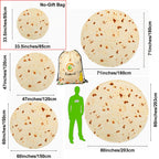 Mexican Tortilla Blanket – 285GSM Soft Flannel Round Novelty Throw, 5 Sizes, Gift Bag Option, Funny Birthday Christmas Gift