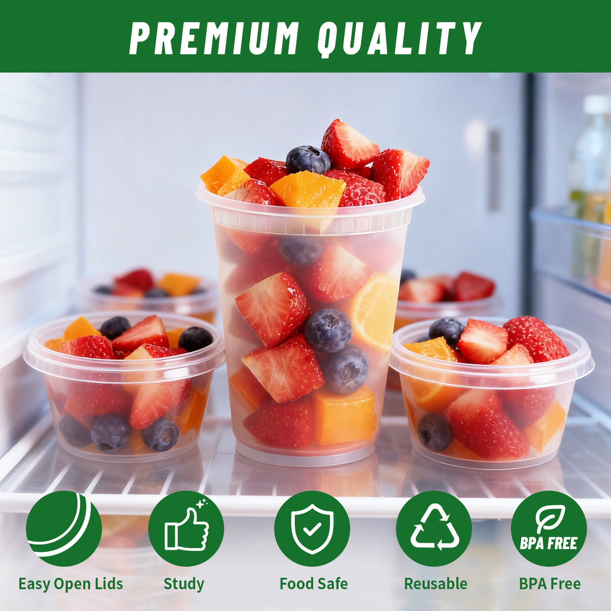 24-Pack 32oz Deli Containers with Lids - BPA-Free Leakproof Stackable Food Storage, Microwave Dishwasher Freezer Safe, Meal Prep & Takeout Containers | Nuvia Haven