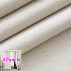 Linen Textured Blackout Curtains 4 Panels – 100% Room Darkening Thermal Insulated Grommet Drapes, Noise Reducing Window Curtains for Bedroom Living Room, 52W x 63/84/95 Inch